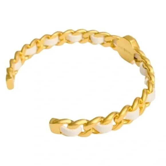 Tory Burch Marion Gold & White Chain Bracelet - Picture 3 of 3
